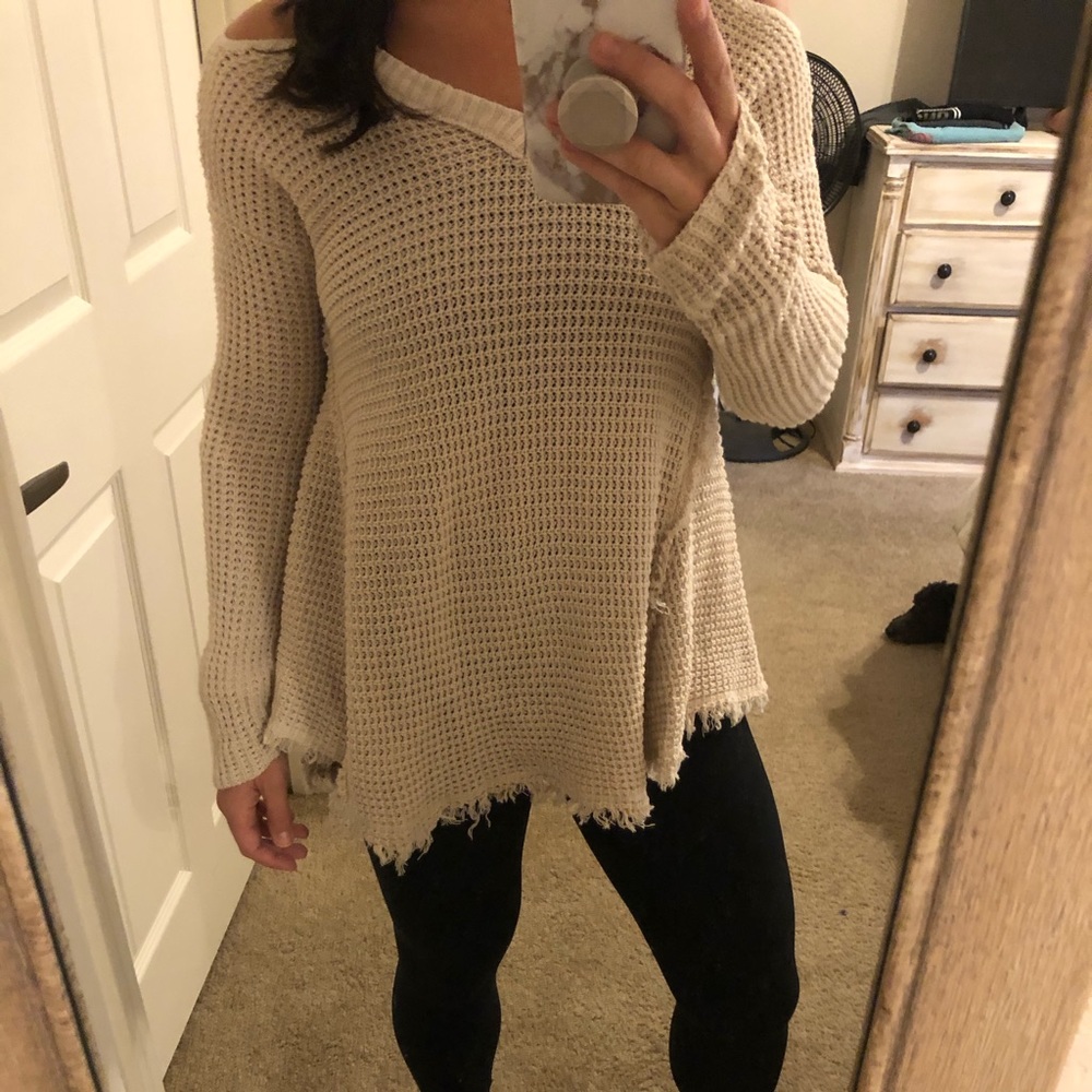 Tan waffle sweater
